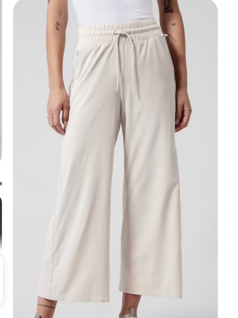 Athleta Avenue Wide Leg Crop Pant Cream Size 0